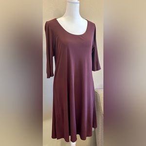 Eileen Fisher Dark Purple Scoop Neck Dress Size XS